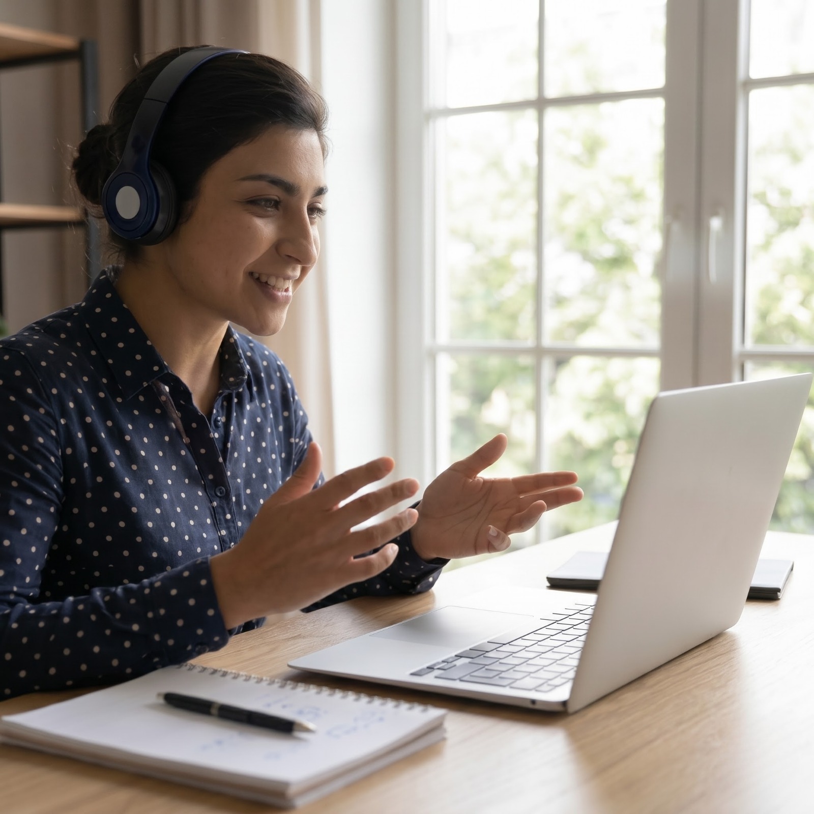 Illustrative photo of a learner in a video call session